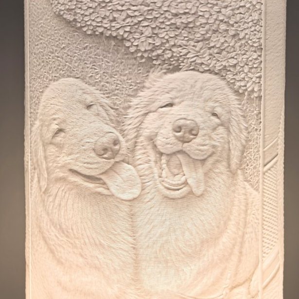 The same relief lit from inside