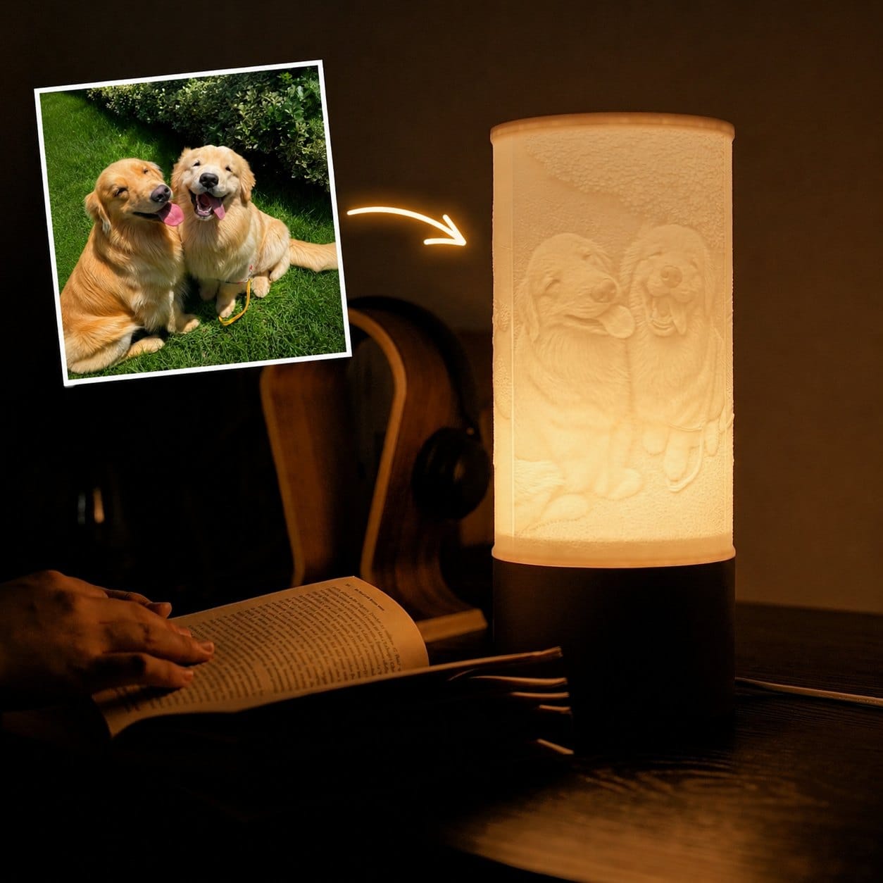 Pet photo and the Column lamp it became