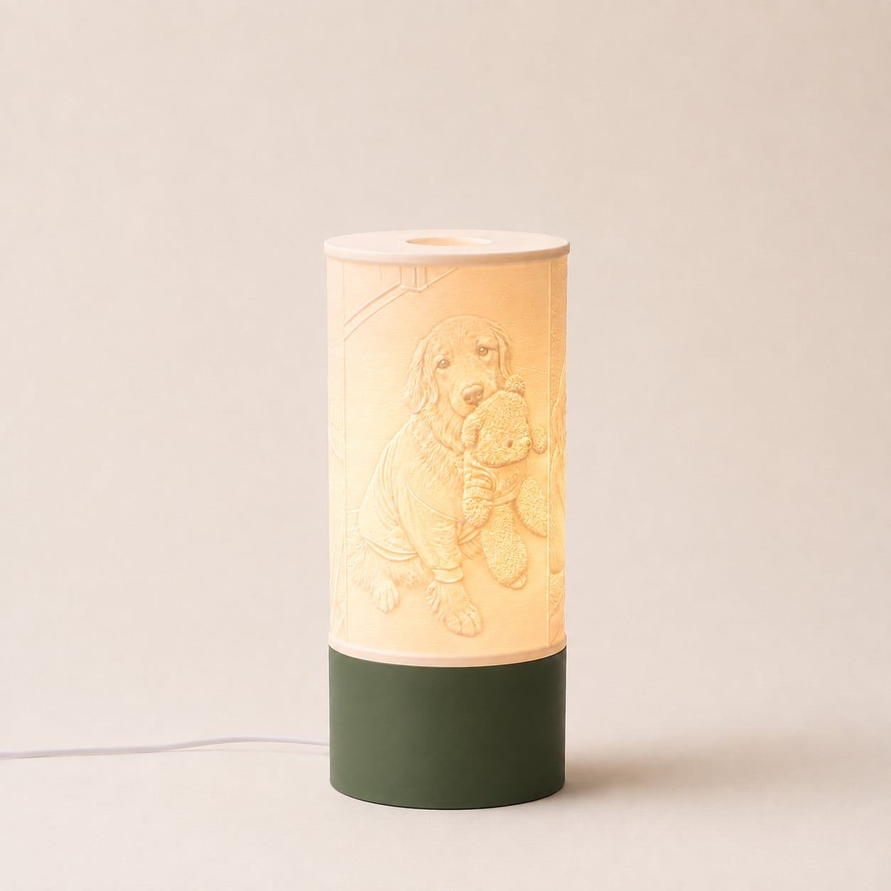 Column lamp with a green base