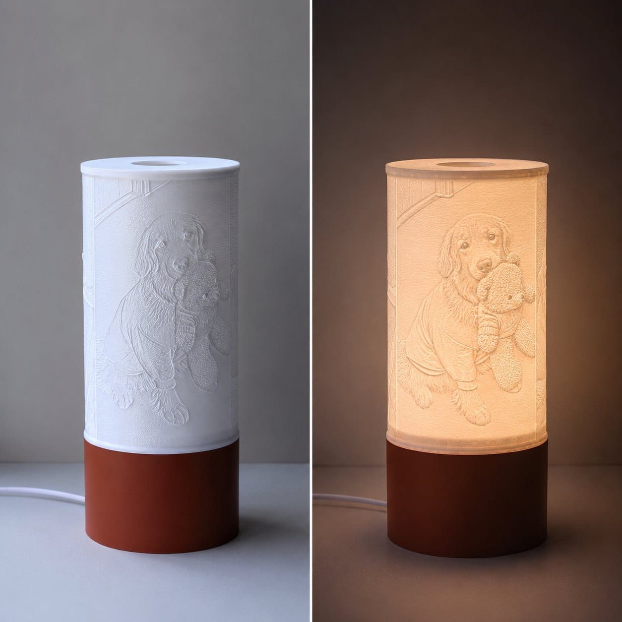 The same Column lamp switched off, then on