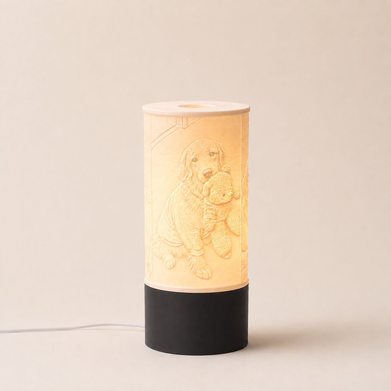 Column lamp with a black base
