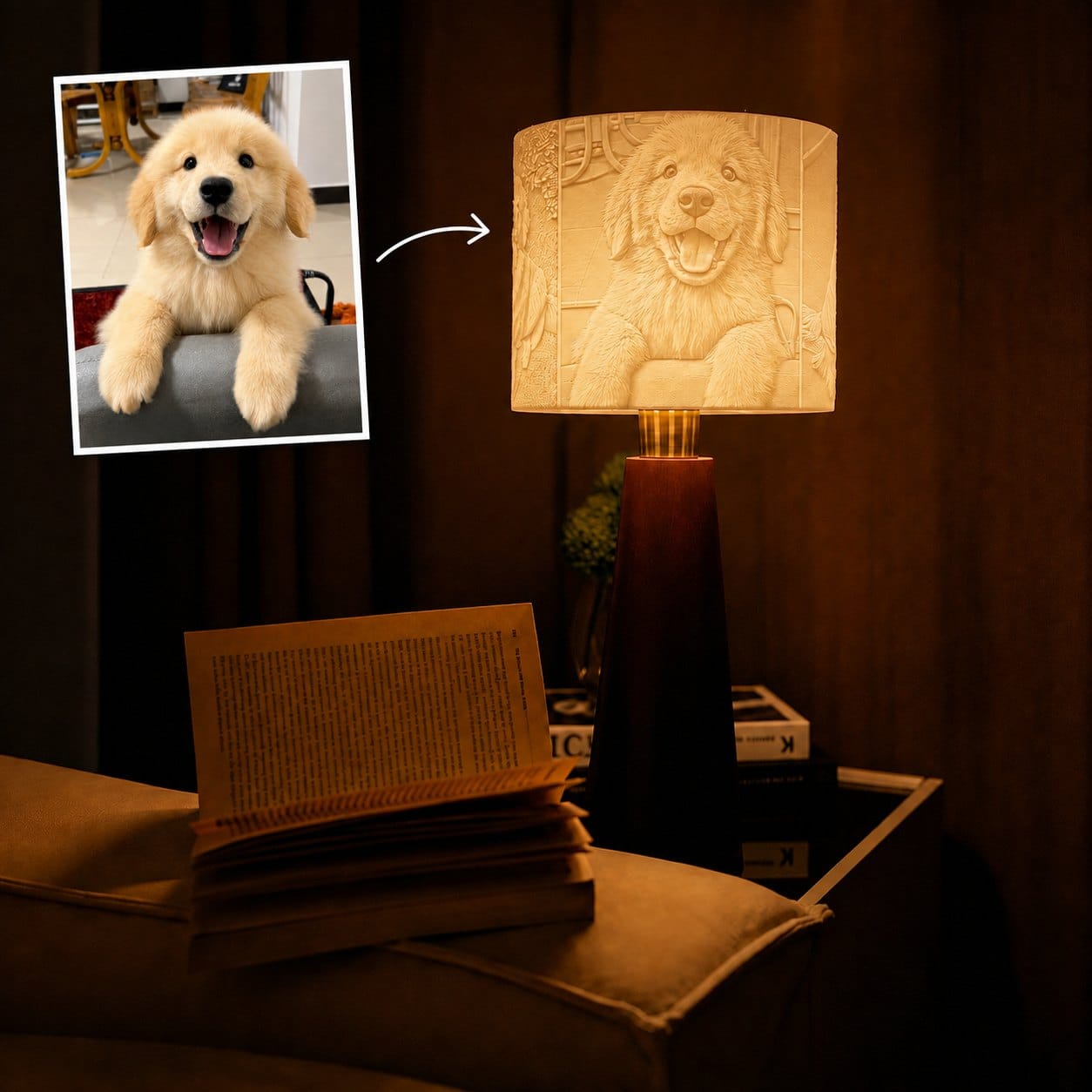 Pet photo and the Drum lamp it became