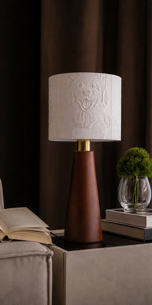 The Drum lamp switched off, the portrait as white relief