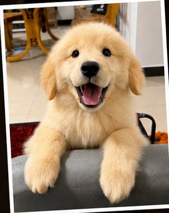 The original photo: a golden retriever puppy